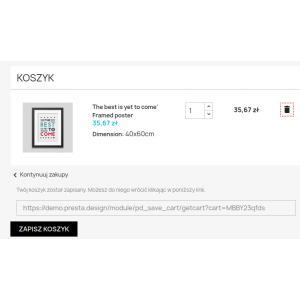Save and share cart module Save and share cart module