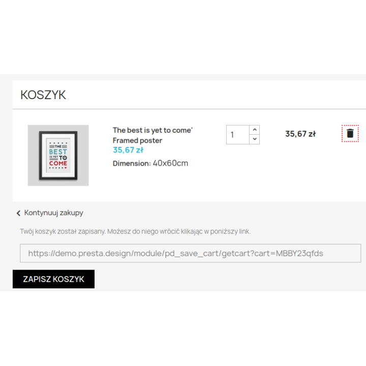 Modulo PrestaShop per salvare e condividere il carrello