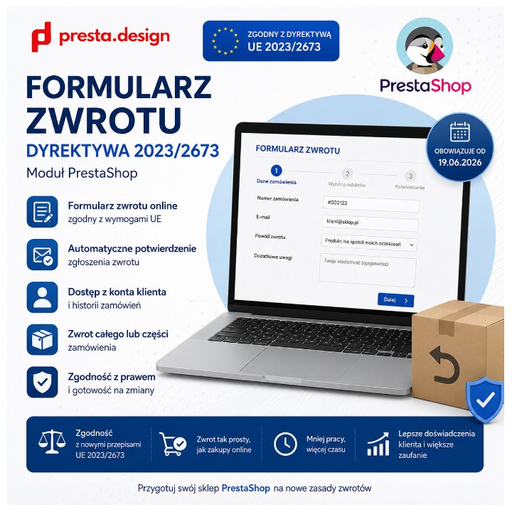 Formulaire de rétractation – directive 2023/2673 – module PrestaShop