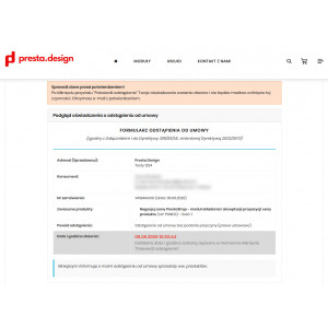 Formularz zwrotu Dyrektywa 2023/2673 - moduł PrestaShop Formularz zwrotu Dyrektywa 2023/2673 - moduł PrestaShop