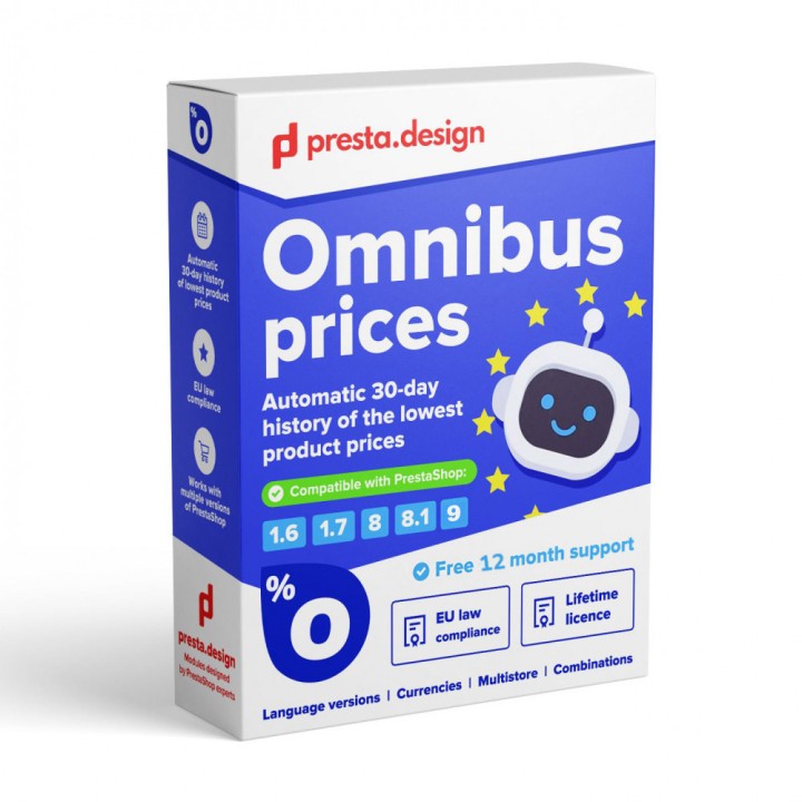 Módulo Omnibus para PrestaShop – historial del precio más bajo de 30 días