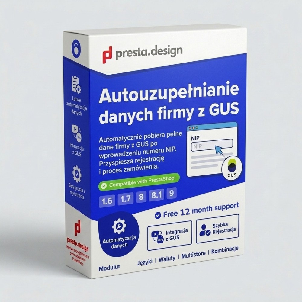 Company Data Autocomplete from the GUS Register by VAT ID - PrestaShop Company Data Autocomplete from the GUS Register by VAT ID - PrestaShop