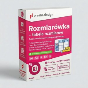 Rozmiarówka – tabela rozmiarów per kategoria i producent do PrestaShop