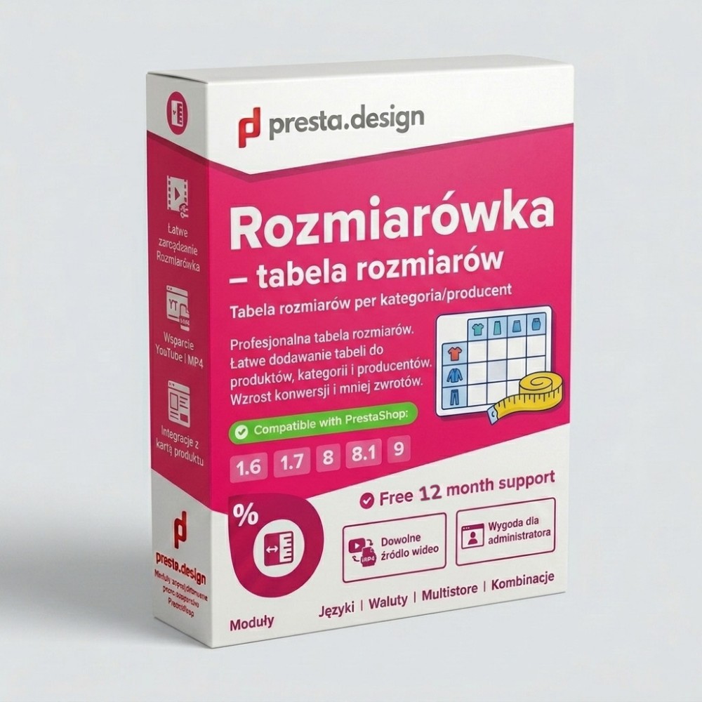 Size Chart - Size Tables per Category and Manufacturer for PrestaShop Size Chart - Size Tables per Category and Manufacturer for PrestaShop