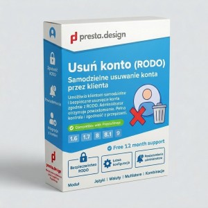 Usuń konto (RODO) - Samodzielne usuwanie konta przez klienta w PrestaShop