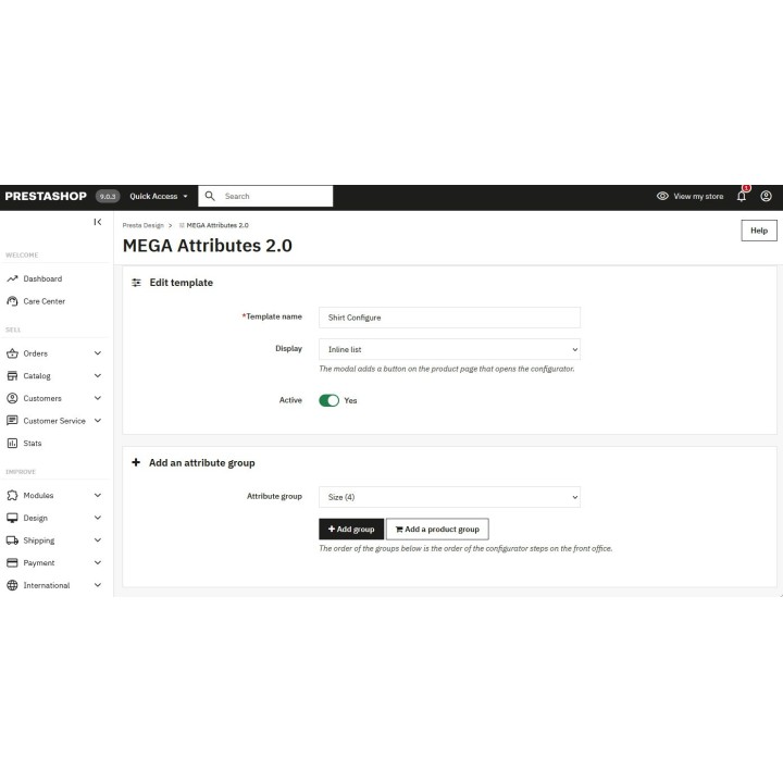 MEGA Attributes – generador de atributos y combinaciones para PrestaShop